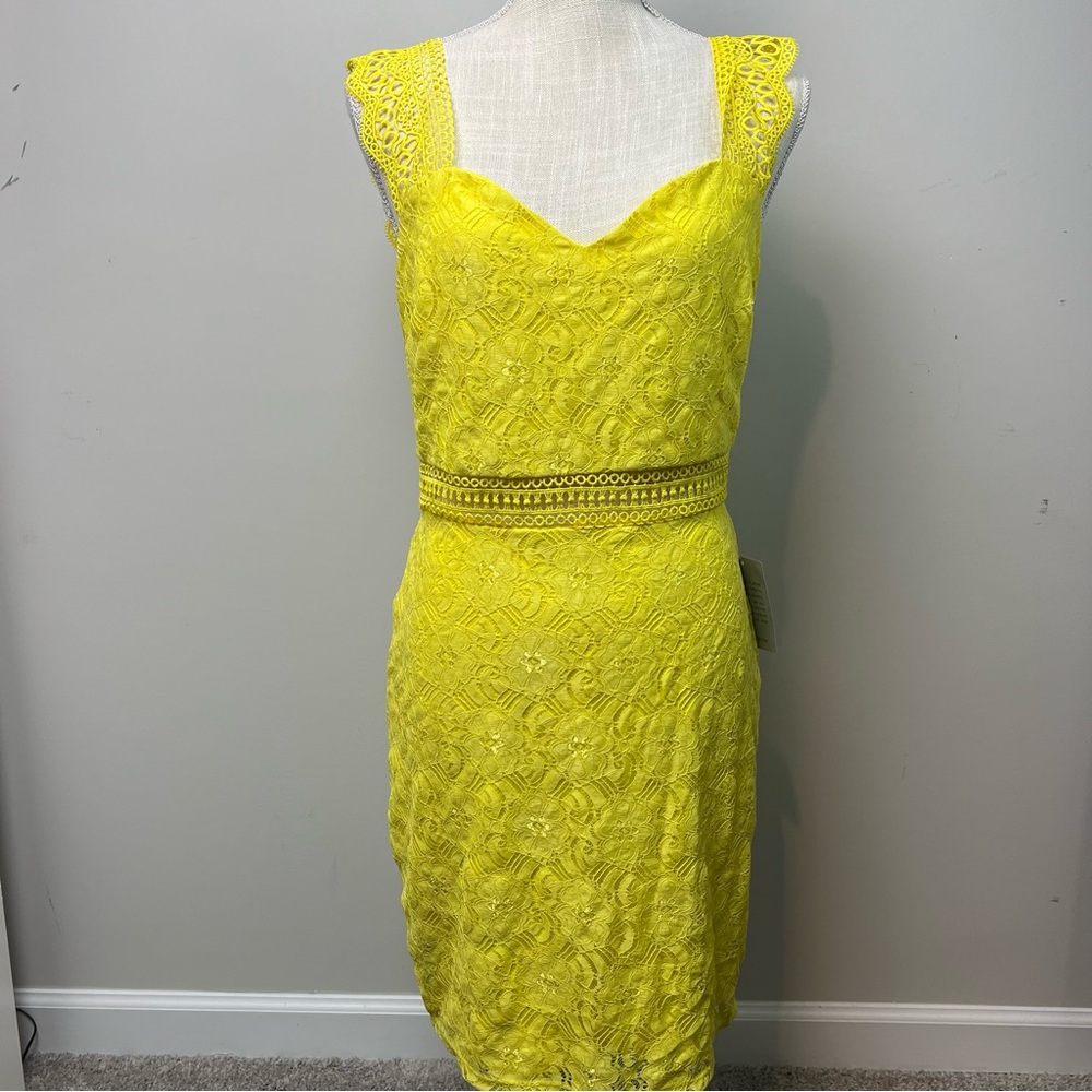 NSR Crochet Yellow Lace Midi Dress